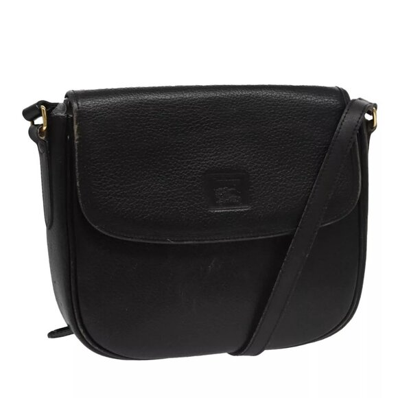 Burberrys Shoulder Bag Leather Black Auth ep6980 - Picture 1 of 15